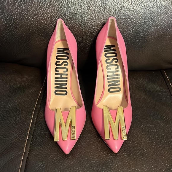 Moschino M logo leather high heels NWB - Picture 3 of 8